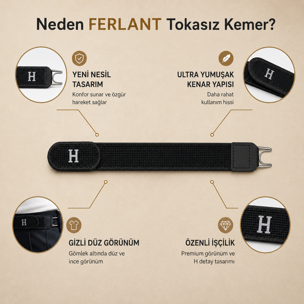 Ferlant H-Fit Tokasız Kemer